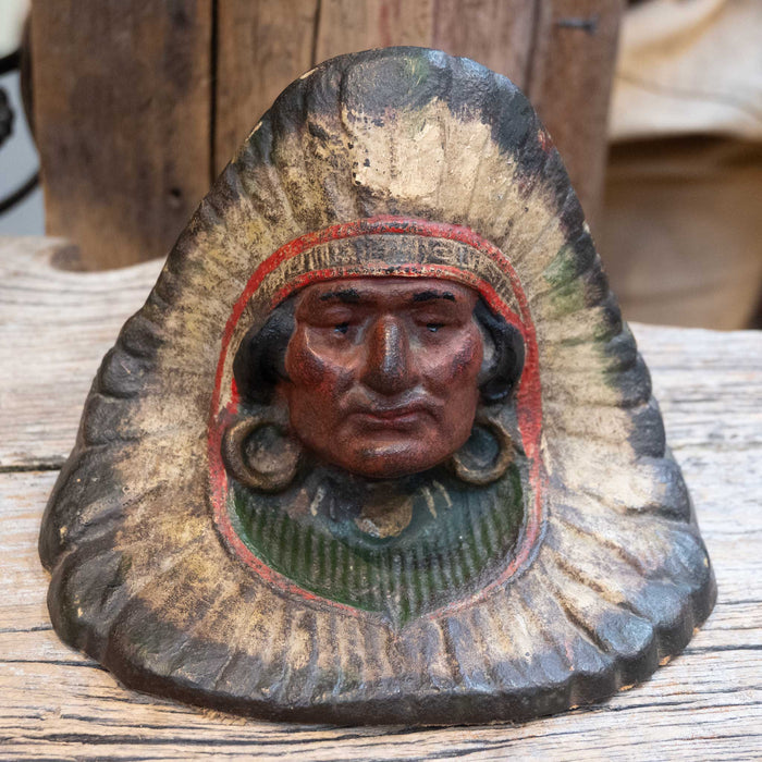 Vintage Cast Iron Indian Head Bookends Collectibles MISC