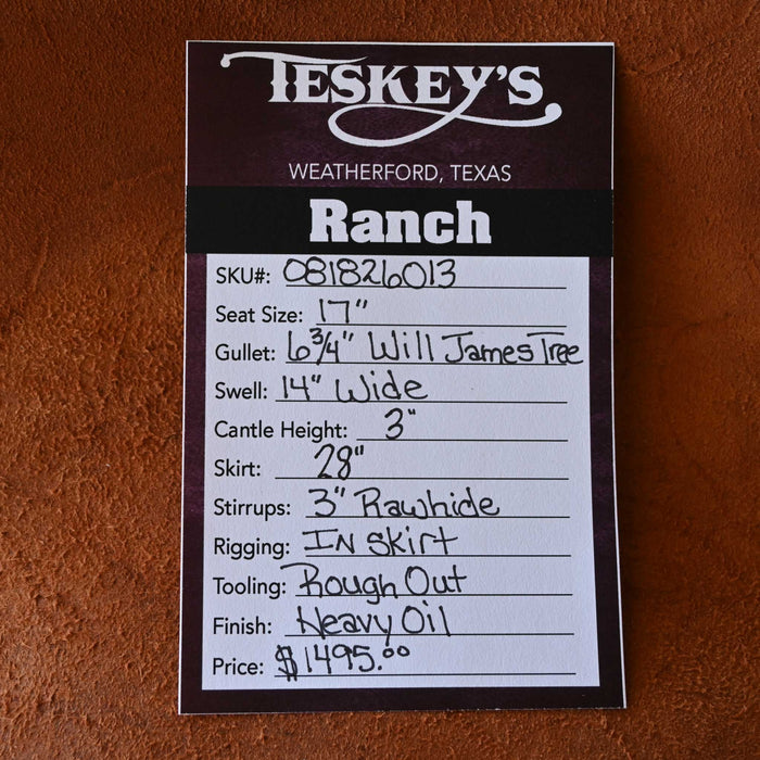 17" TESKEY'S STRIP DOWN RANCH SADDLE