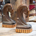 Art Deco Copper Horse Head Bookends Collectibles MISC