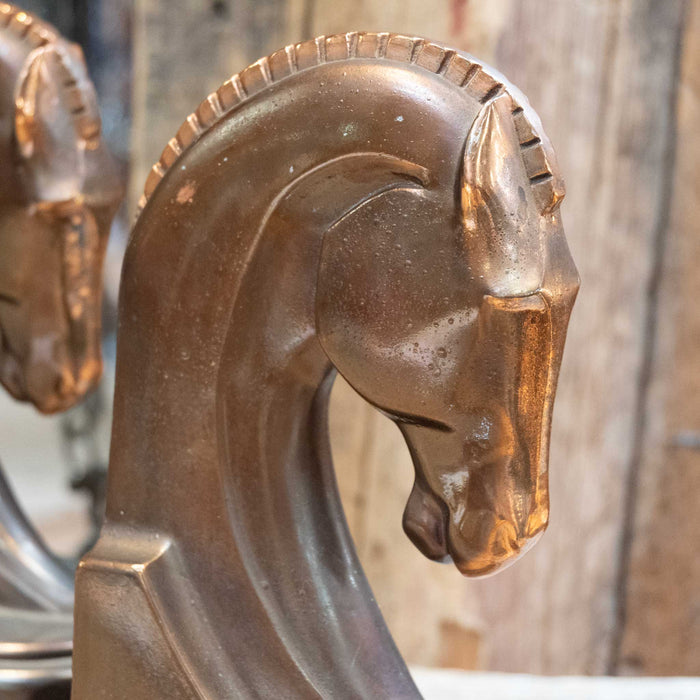 Art Deco Copper Horse Head Bookends Collectibles MISC