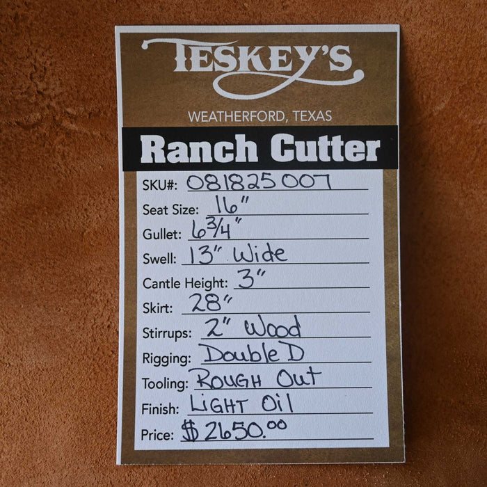16" TESKEY'S PRO CUTTER RANCH CUTTER SADDLE Saddles - New Teskey's Saddlery