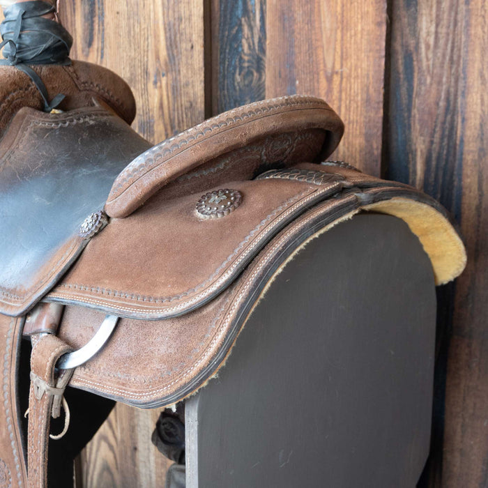 14.5" USED PATRICK SMITH TEAM ROPING SADDLE