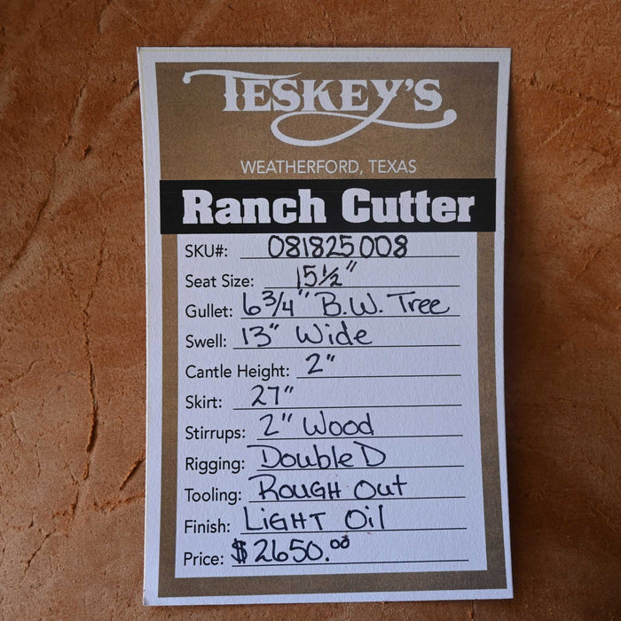 15.5" TESKEY'S PRO CUTTER RANCH CUTTER SADDLE Saddles - New Teskey's Saddlery
