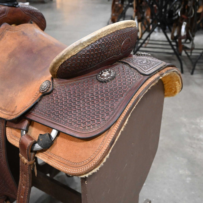 15.5" USED PATRICK SMITH TEAM ROPING SADDLE
