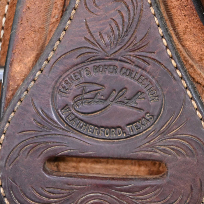 15.5" USED PATRICK SMITH TEAM ROPING SADDLE