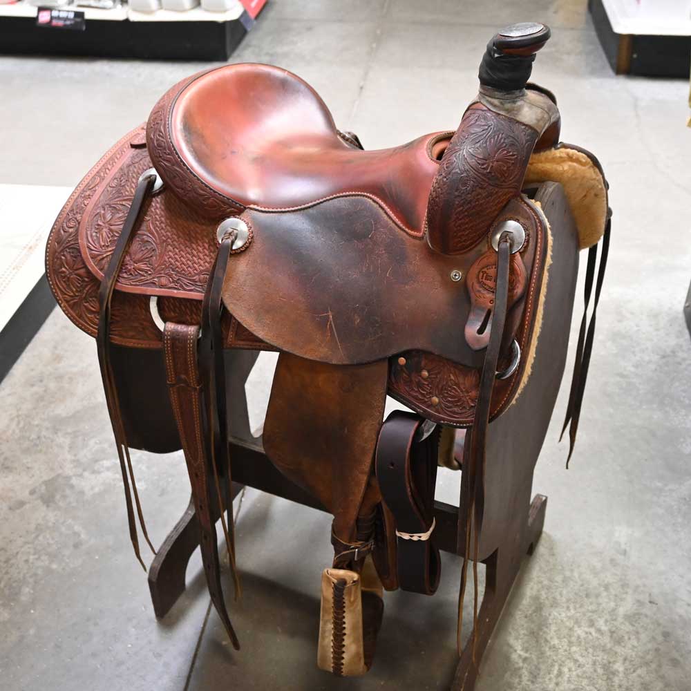 15" USED TIM PILAND ROPING SADDLE Saddles Tim Piland   