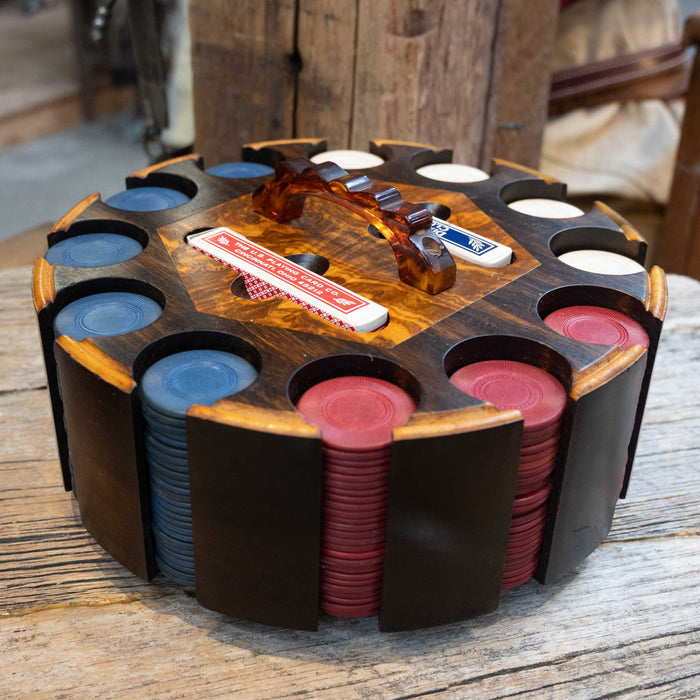 Vintage 1960's 300 Chip Poker Set - Complete with Cover Collectibles misc