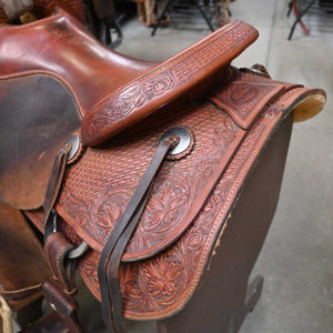 15" USED TIM PILAND ROPING SADDLE Saddles Tim Piland   