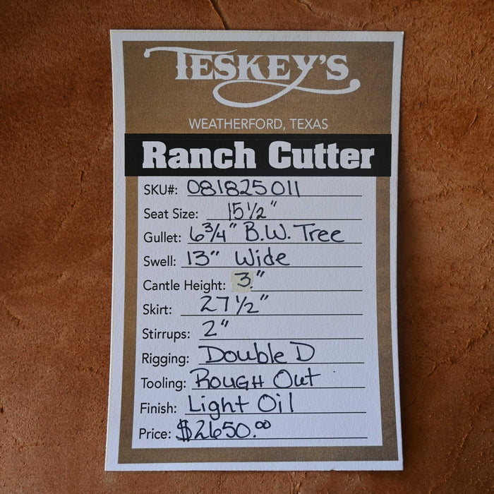 15.5" TESKEY'S PRO CUTTER RANCH CUTTER SADDLE Saddles - New Teskey's Saddlery