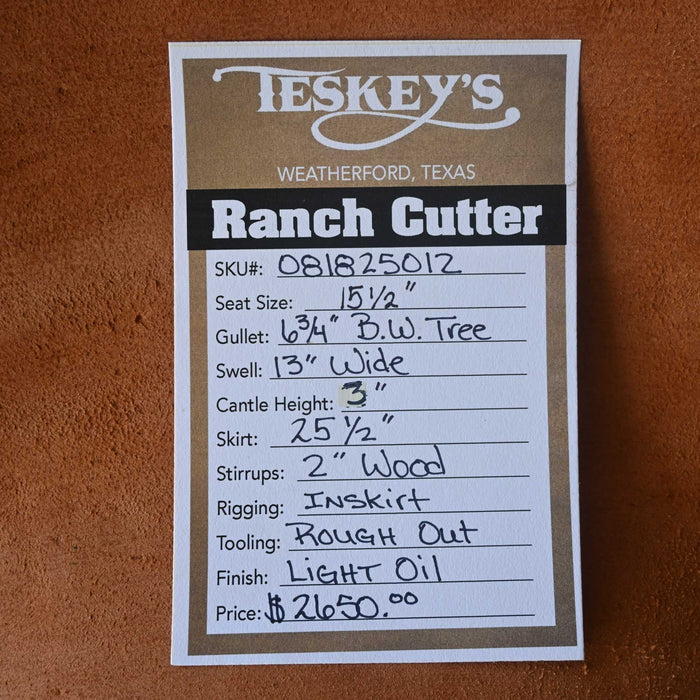 15.5" TESKEY'S PRO CUTTER RANCH CUTTER SADDLE Saddles - New Teskey's Saddlery
