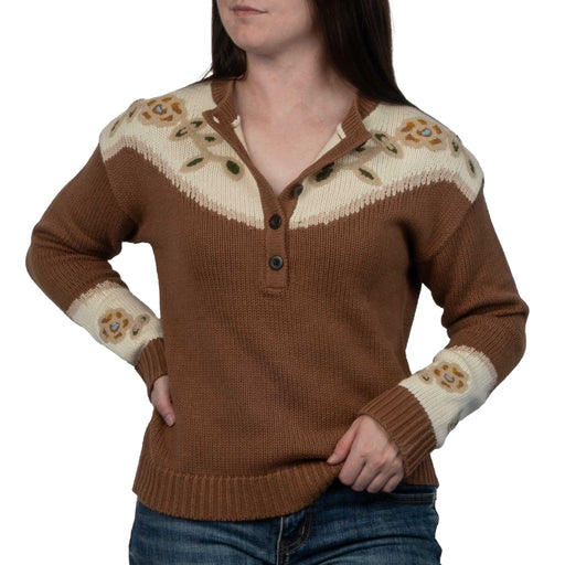 Pendleton Women's Western Floral Henley Sweater - Spice Brown WOMEN - Clothing - Sweaters & Cardigans Pendleton