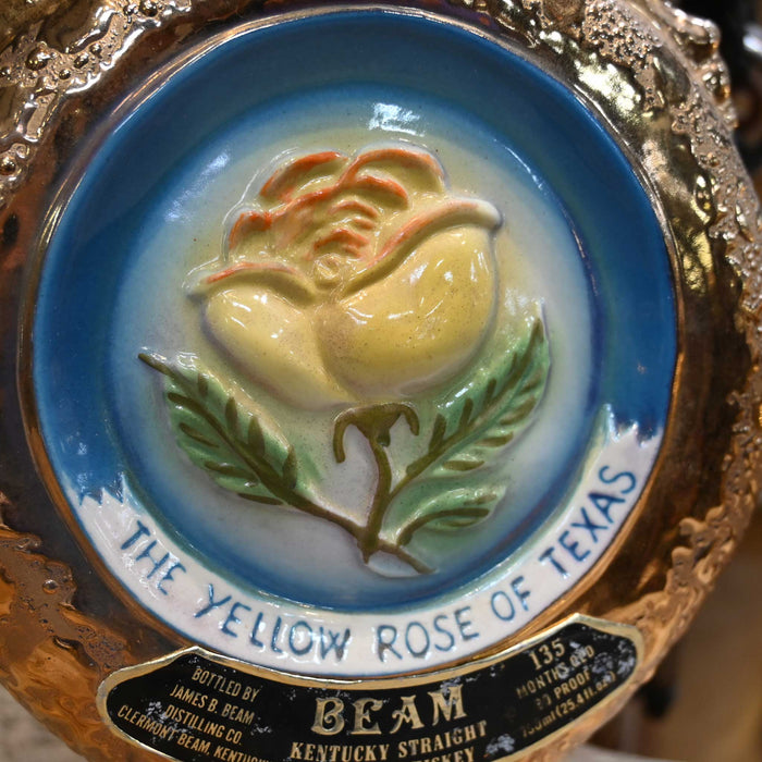 Vintage Gold Ceramic "The Yellow Rose of Texas" Jim Beam Whiskey Decanter Collectibles Jim Beam