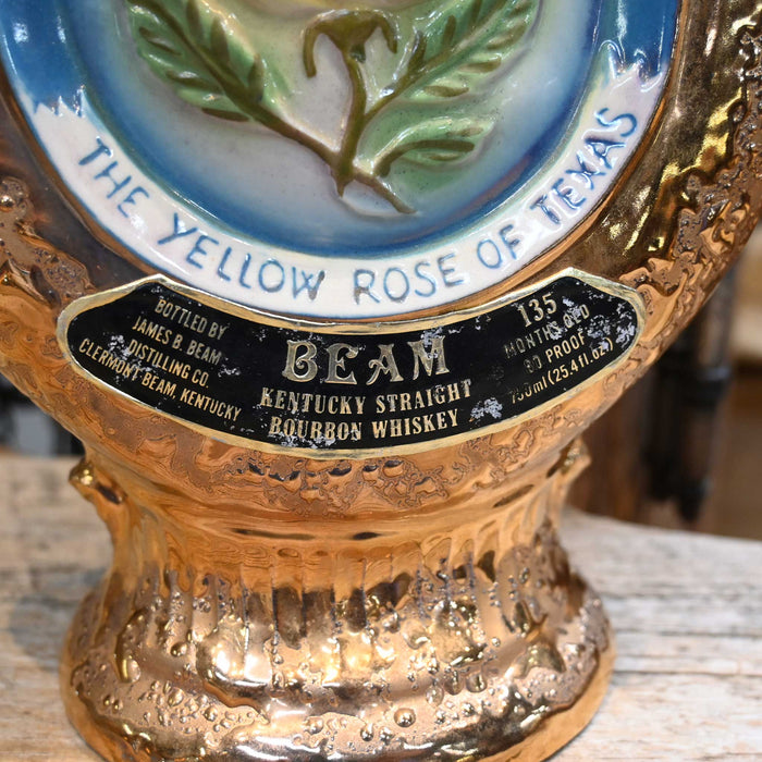 Vintage Gold Ceramic "The Yellow Rose of Texas" Jim Beam Whiskey Decanter Collectibles Jim Beam