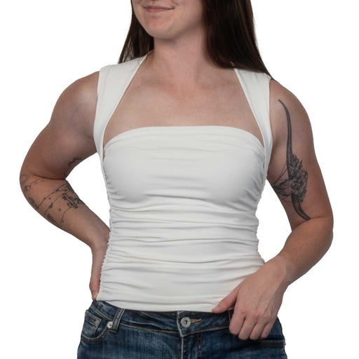 Ruched Square Neck Tank Top WOMEN - Clothing - Tops - Sleeveless Miss Love