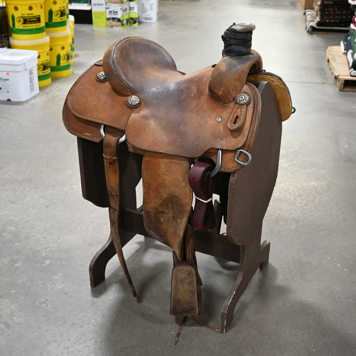 14" USED TRENT WARD TEAM ROPING SADDLE