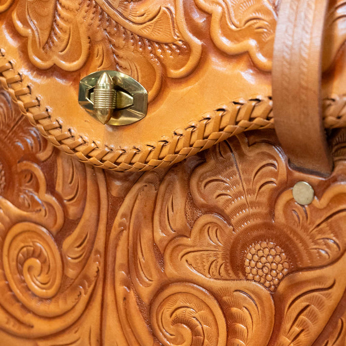 Vintage 1970s Tooled Leather Purse - Original 1976 Receipt Collectibles MISC