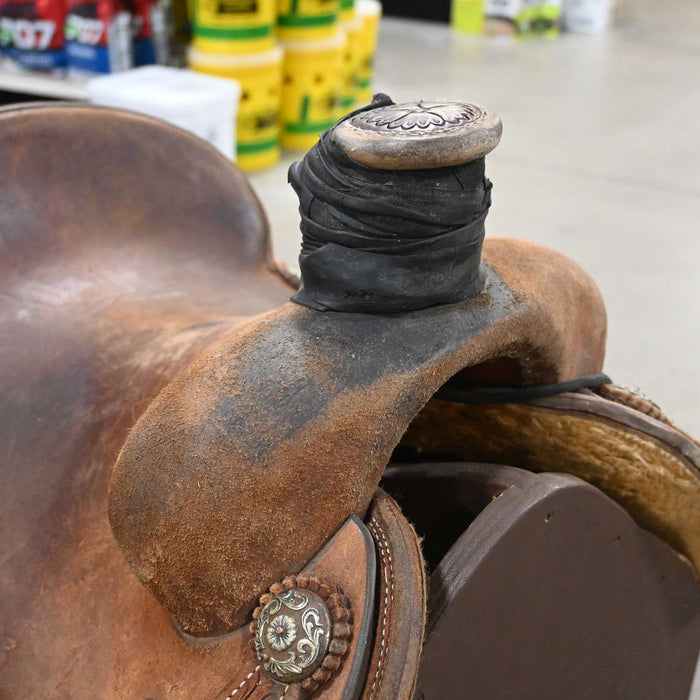 14" USED TRENT WARD TEAM ROPING SADDLE