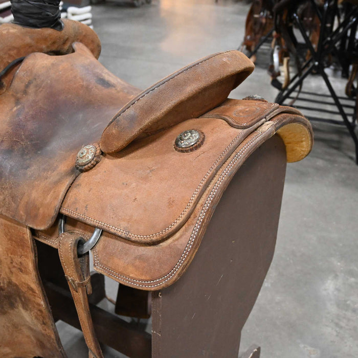 14" USED TRENT WARD TEAM ROPING SADDLE