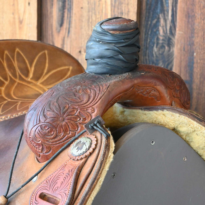 14.5" USED JEFF SMITH TEAM ROPING SADDLE
