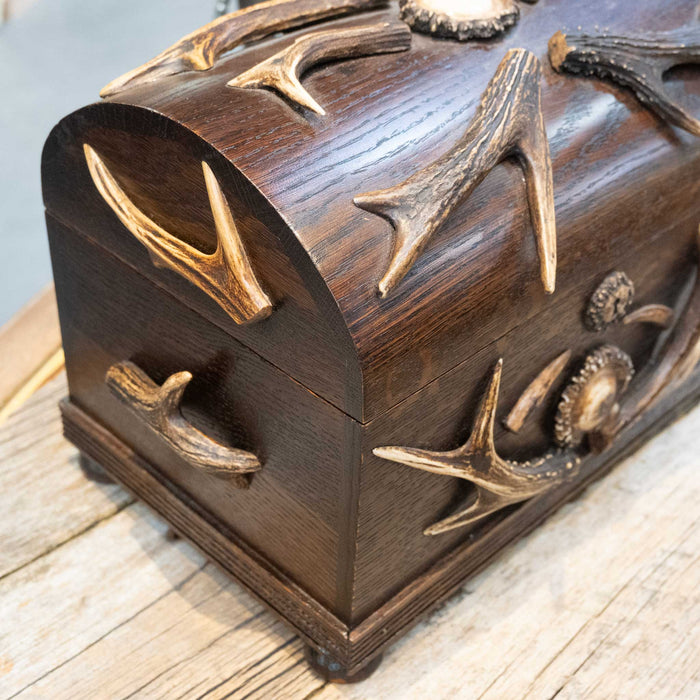1920's Antler Decorated Keep Safe Box Collectibles MISC