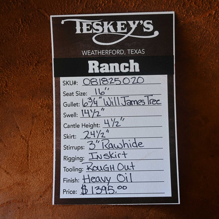 16" TESKEY'S STRIP DOWN RANCH SADDLE Saddles - New Teskey's Saddlery