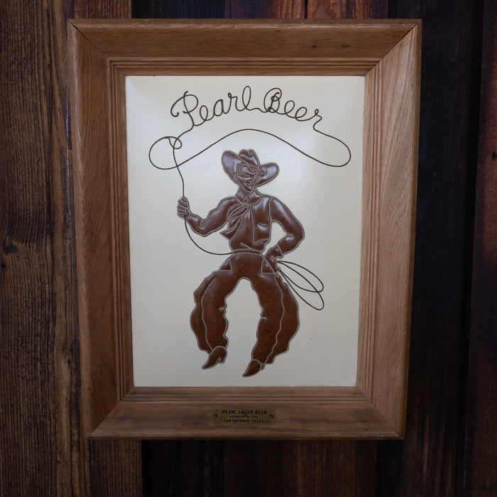 Pearl Beer Embroidered Cowboy Wall Hanging Collectibles Pearl Beer