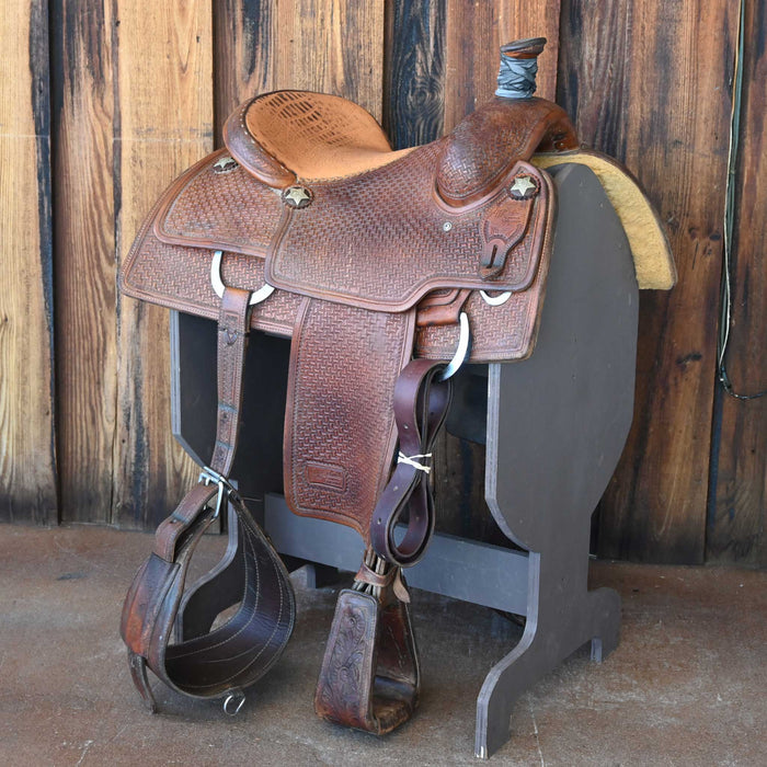 15" USED JEFF SMITH TEAM ROPING SADDLE