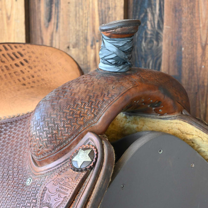 15" USED JEFF SMITH TEAM ROPING SADDLE