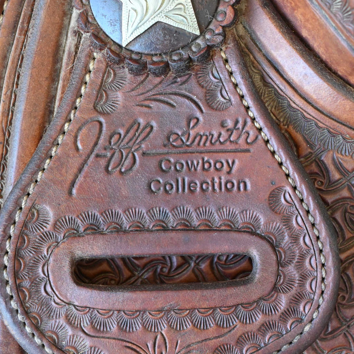 15" USED JEFF SMITH TEAM ROPING SADDLE