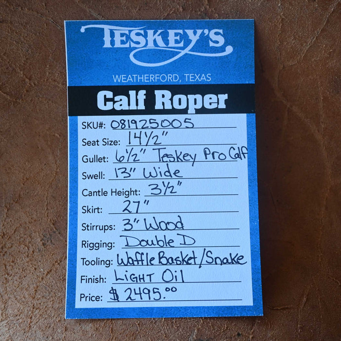 14.5" TESKEY'S CALF ROPING SADDLE Saddles - New Teskey's Saddlery