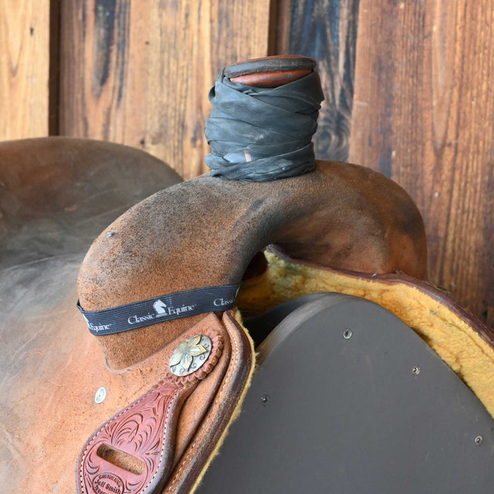 15" USED JEFF SMITH TEAM ROPING SADDLE