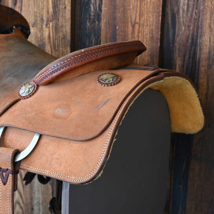 15" USED JEFF SMITH TEAM ROPING SADDLE
