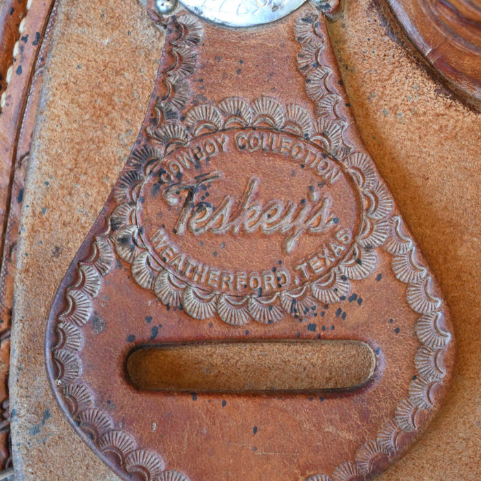 15.5" USED TESKEY'S TEAM ROPING SADDLE
