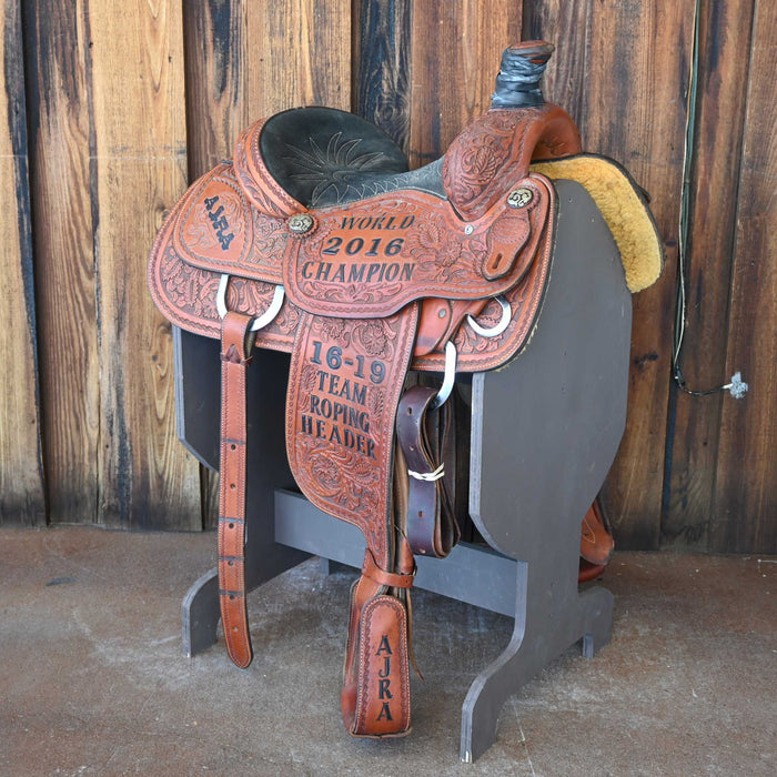 14.5" USED LAZY "L" BY LARRY COATS TEAM ROPING SADDLE