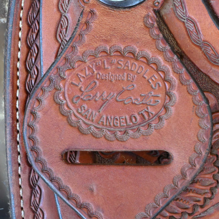 14.5" USED LAZY "L" BY LARRY COATS TEAM ROPING SADDLE