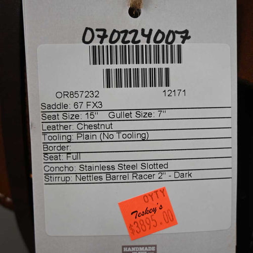 15" MARTIN FX3 BARREL SADDLE Saddles - New Martin Saddlery