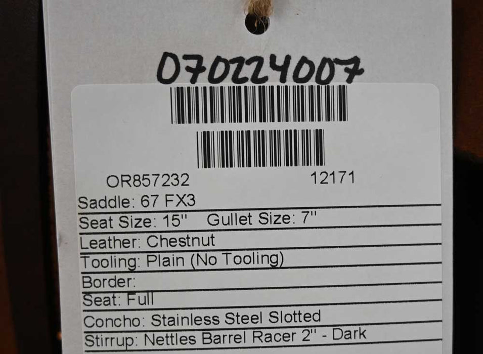 15" MARTIN FX3 BARREL SADDLE Saddles - New Martin Saddlery