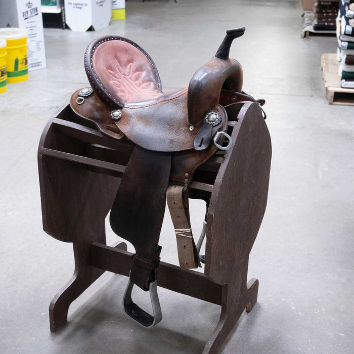 14" USED DOUBLE J FEATHER LITE BARREL SADDLE