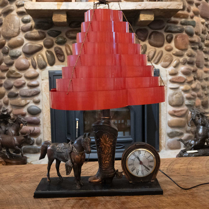 Vintage Western Lamp w/s Rare Metal Shade Mid-Century