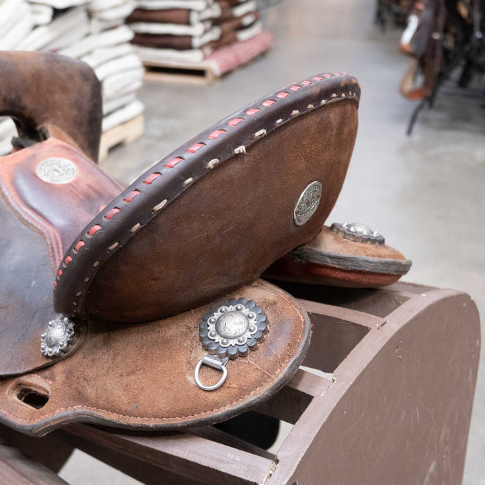 14" USED DOUBLE J FEATHER LITE BARREL SADDLE