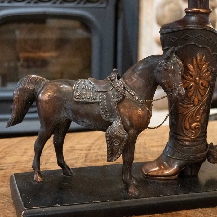 Vintage Western Lamp w/s Rare Metal Shade Mid-Century