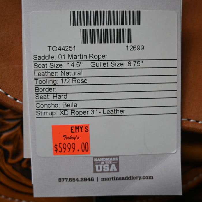 14.5" MARTIN ROPING SADDLE Saddles - New Martin Saddlery