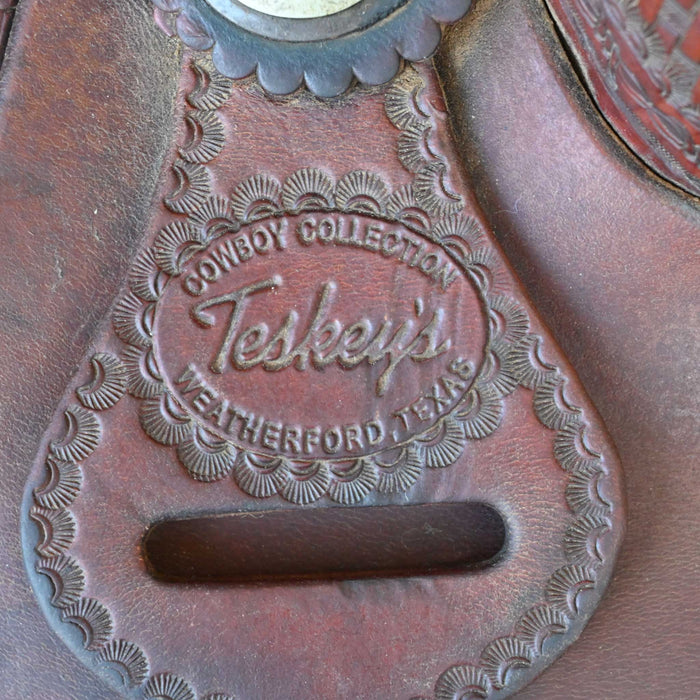 15" USED TESKEY'S TEAM ROPING SADDLE