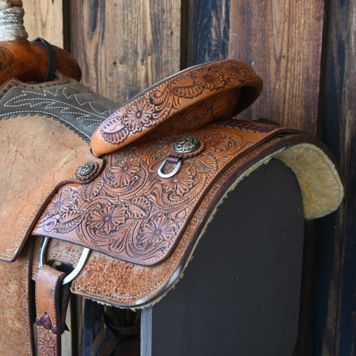 14" USED RAS CADE CALF ROPING SADDLE