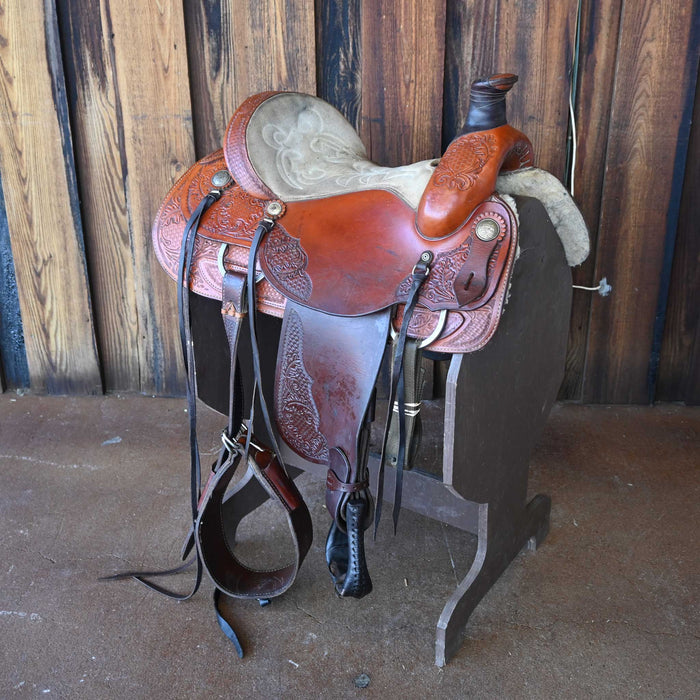 14.5" USED SANTA FE TEAM ROPING SADDLE