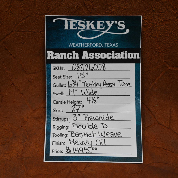 15" TESKEY'S RANCH ASSOCAITON SADDLE