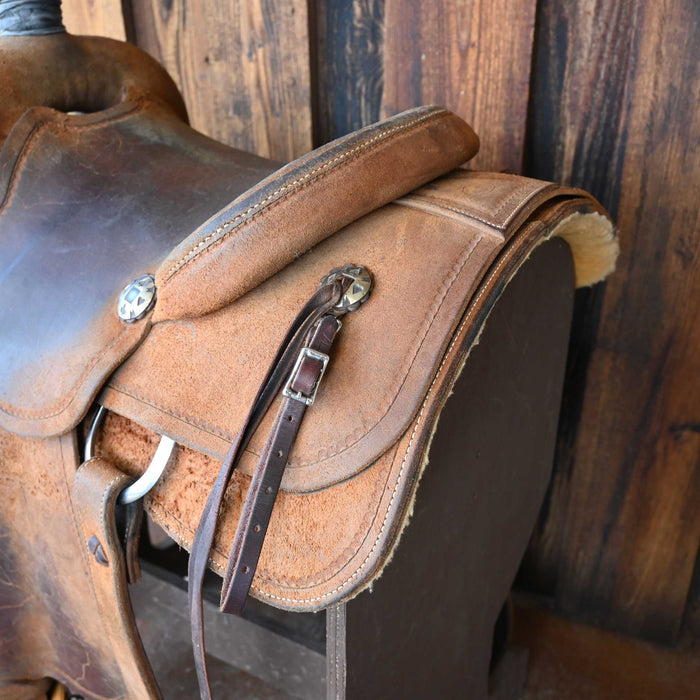 14" USED TRAVIS MILLS CALF ROPING SADDLE