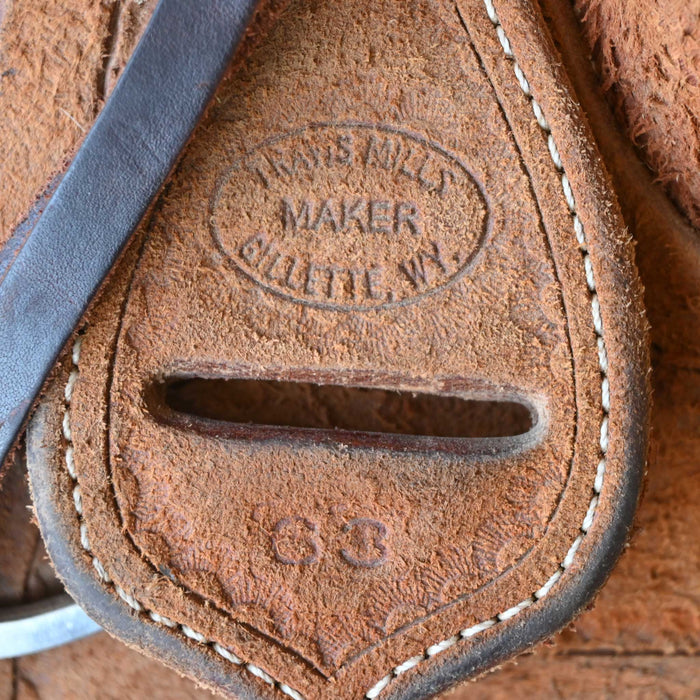 14" USED TRAVIS MILLS CALF ROPING SADDLE