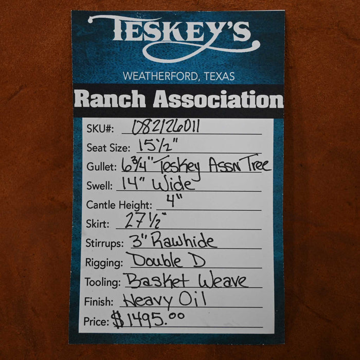 15.5" TESKEY'S RANCH ASSOCIATION SADDLE