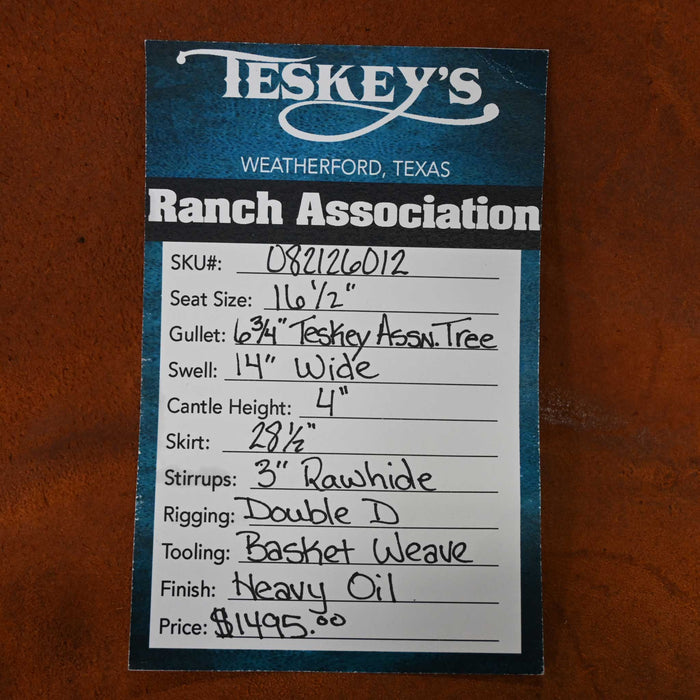 16.5" TESKEY'S RANCH ASSOCIATION SADDLE